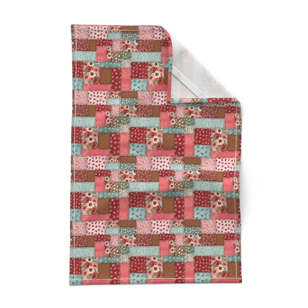 Tea Towel in Valentine Patchwork Quilt | Spoonflower