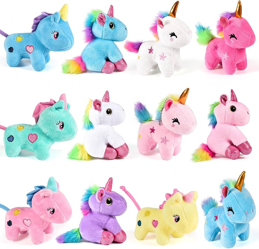 12Pcs Mini Plush Unicorn Stuffed Animals Unicorn Party Favor Bulk Toys Assortment 4.8" Inch Keych... | Amazon (US)