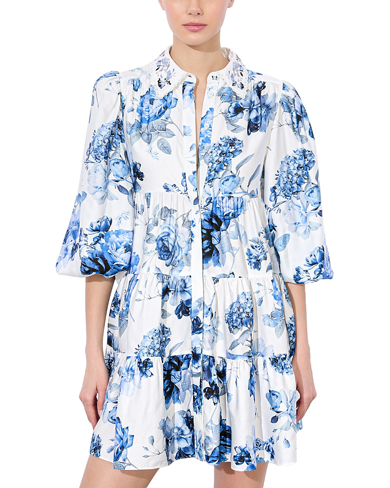 Alice and Olivia Junia Embroidered Collar Tiered Tunic Mini Dress | Bloomingdale's (US)