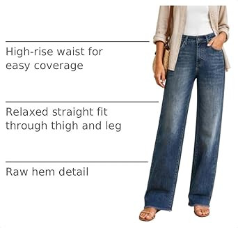 Women's High Waisted Stretchy Straight Leg Jeans Tummy Control Pants | Amazon (US)