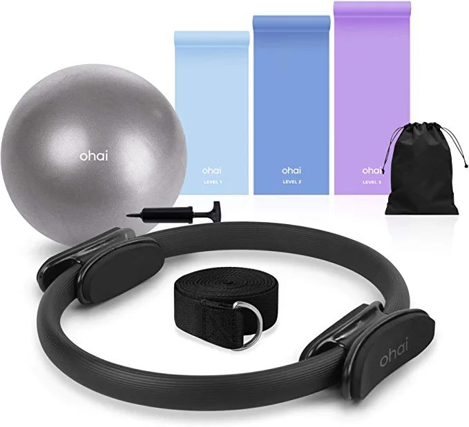 ohai Pilates Set in a Gift Box – 14" Pilates Ring Yoga Fitness Circle, 3 Resistance Bands, Mini... | Amazon (US)