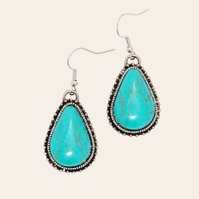 Rockin' C Silver & Turquoise Teardrop Earrings | Cavender's