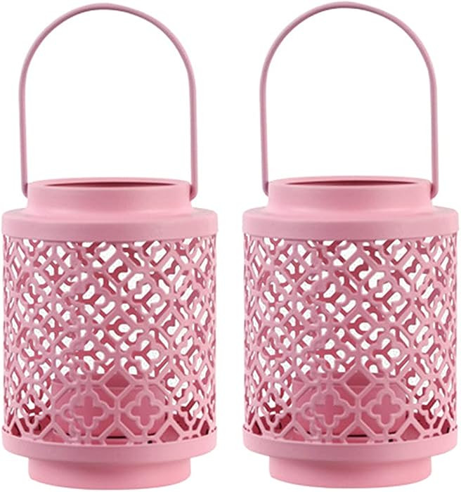 WAYUTO Metal Candle Holder Set of 2 Rustic Candle Holder Lantern Iron Candlestick Holder Hanging ... | Amazon (US)