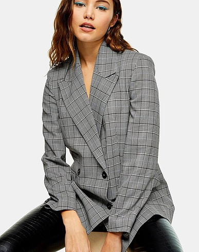 GREY CHECK OVERSIZED BLAZER | YOOX (US)