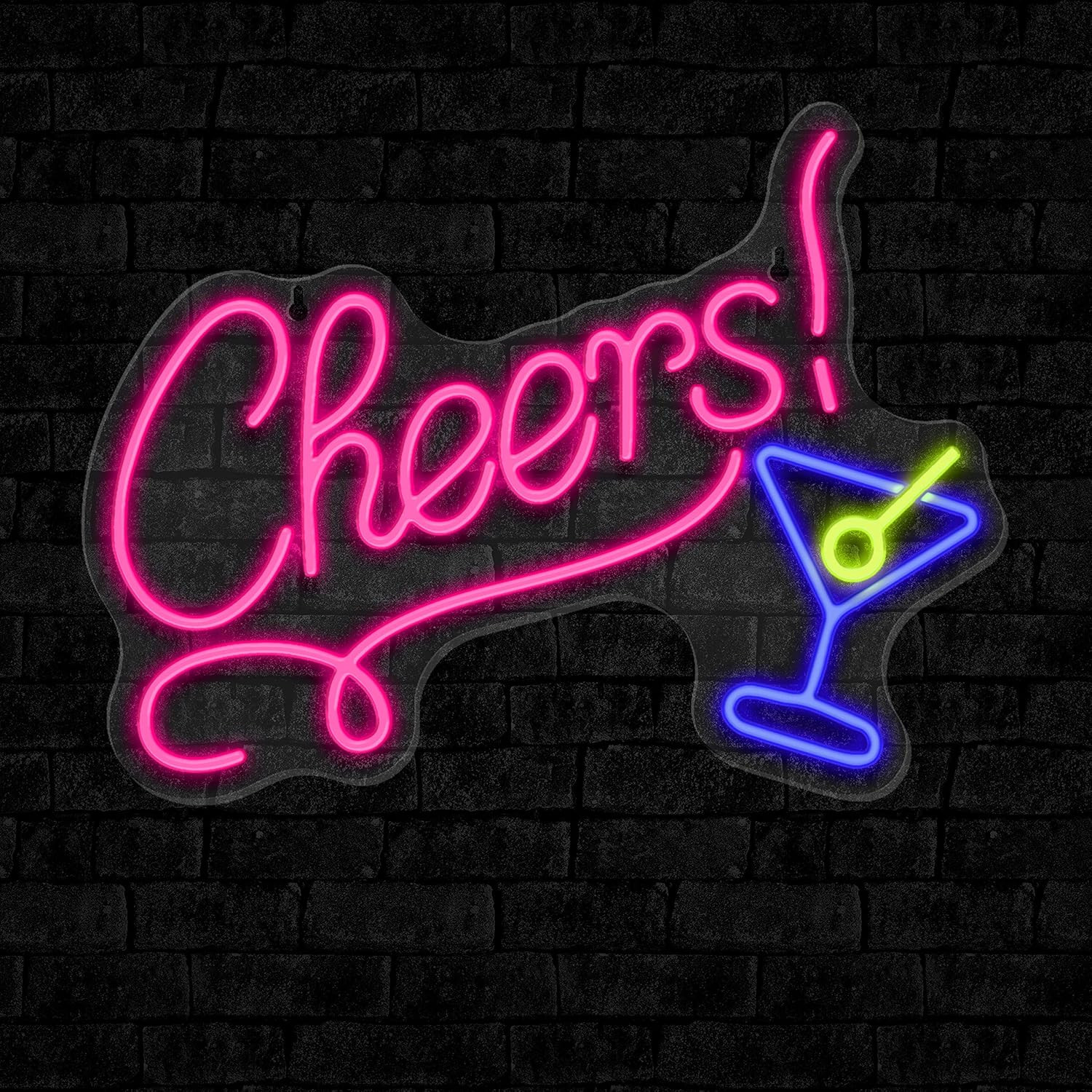 JIARODEY Cheers Neon Sign Light Up Letters Cocktail Cup Neon Light for Home Bar Decor Moulded Acr... | Amazon (US)