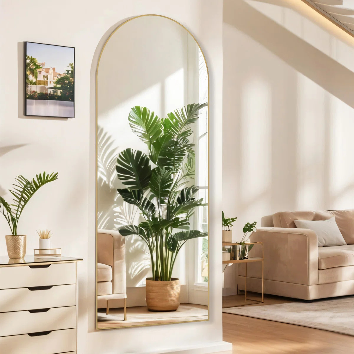 Levente Full Length Mirror, Arched Floor Mirror Freestanding, Full Body Mirror With Stand For Liv... | Wayfair North America