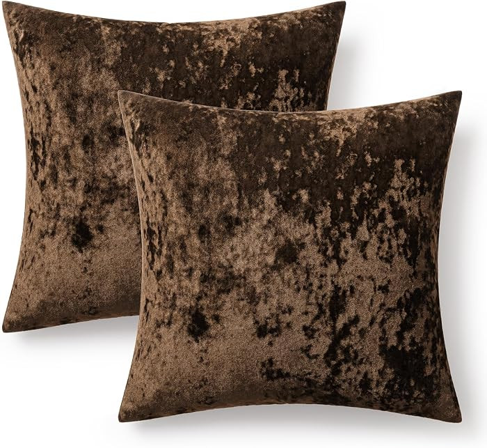 MIULEE Velvet Throw Pillow Covers Set of 2, Soft Neutral Decorative Pillow Cases with Luxurious T... | Amazon (US)