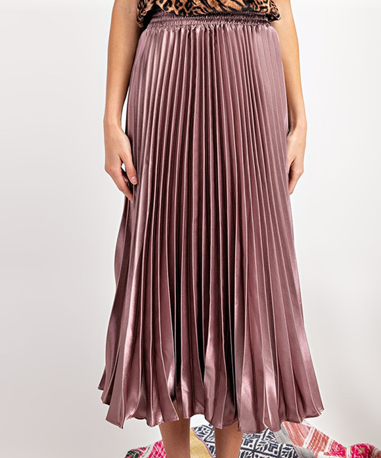 Avenue Hill Women's Casual Skirts MAUVE - Mauve Pleated Midi Skirt - Women | Zulily