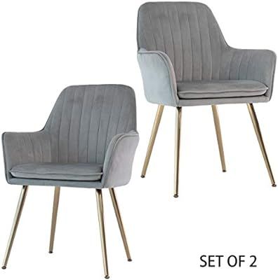 GOLDEN BEACH Set of 2 Elegant Velvet Dinning Chair Mid-Back Support Accent Arm Chair Modern Leisu... | Amazon (US)