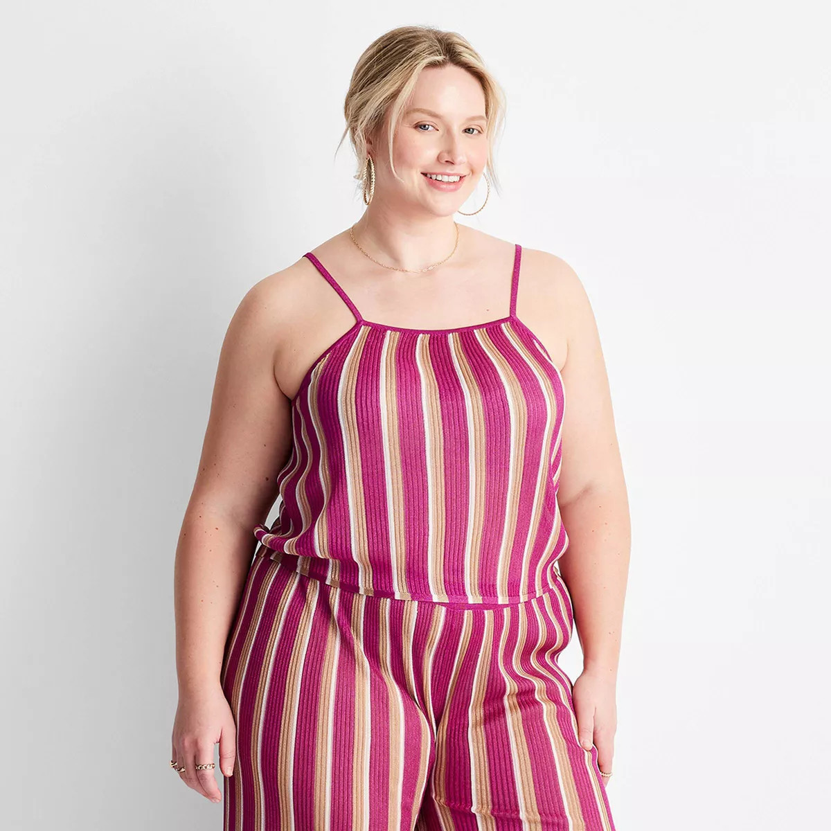 Women's Striped Strappy Sweater Tank - Future Collective™ with Jenny K. Lopez Pink | Target