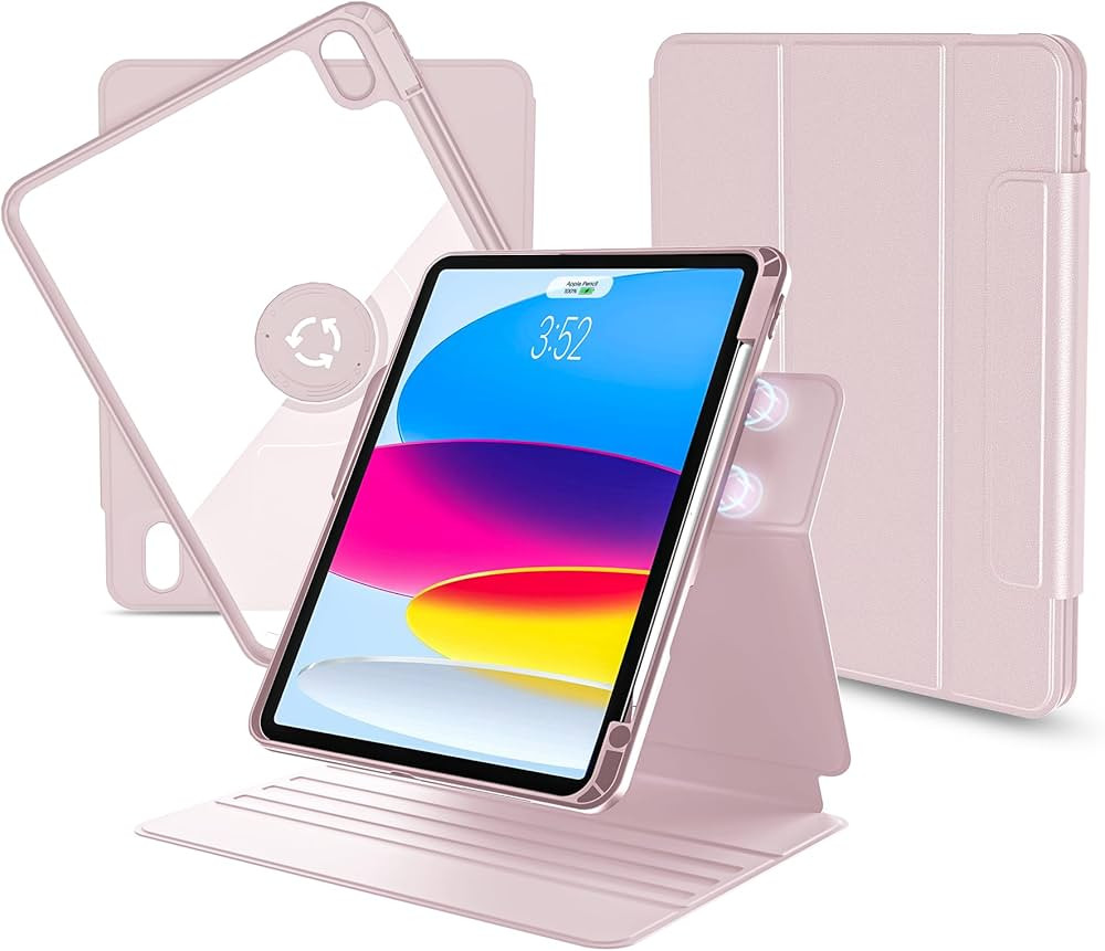 nimin Rotating Case for ipad 10th Generation Case with Pencil Holder, Dechable ipad Case 10.9 inc... | Amazon (US)