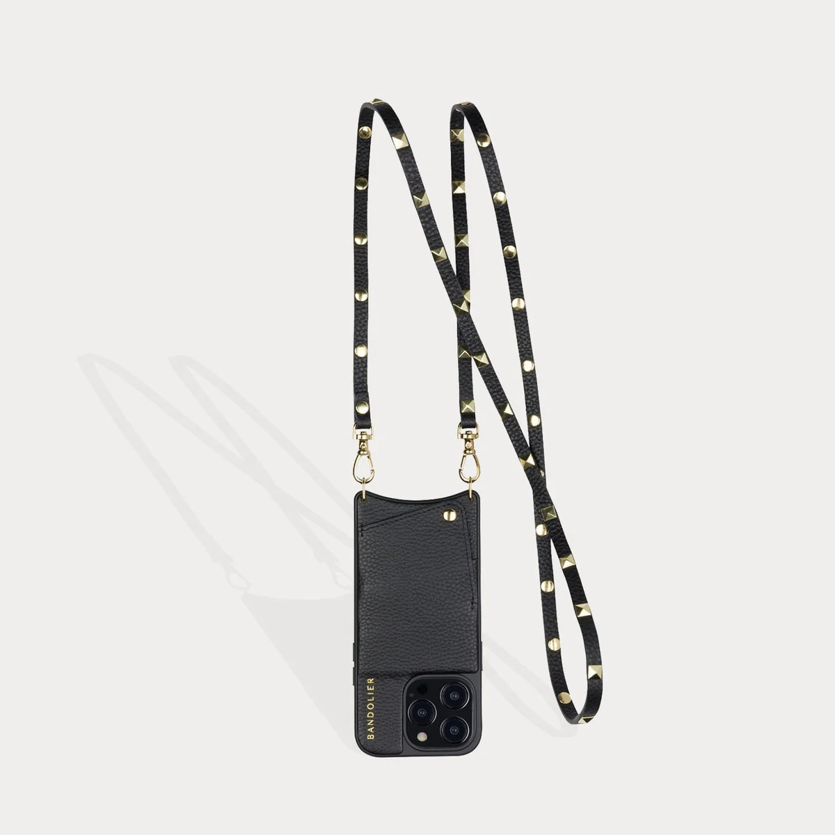 Sarah Pebble Leather Crossbody Bandolier - Black/Gold | Bandolier