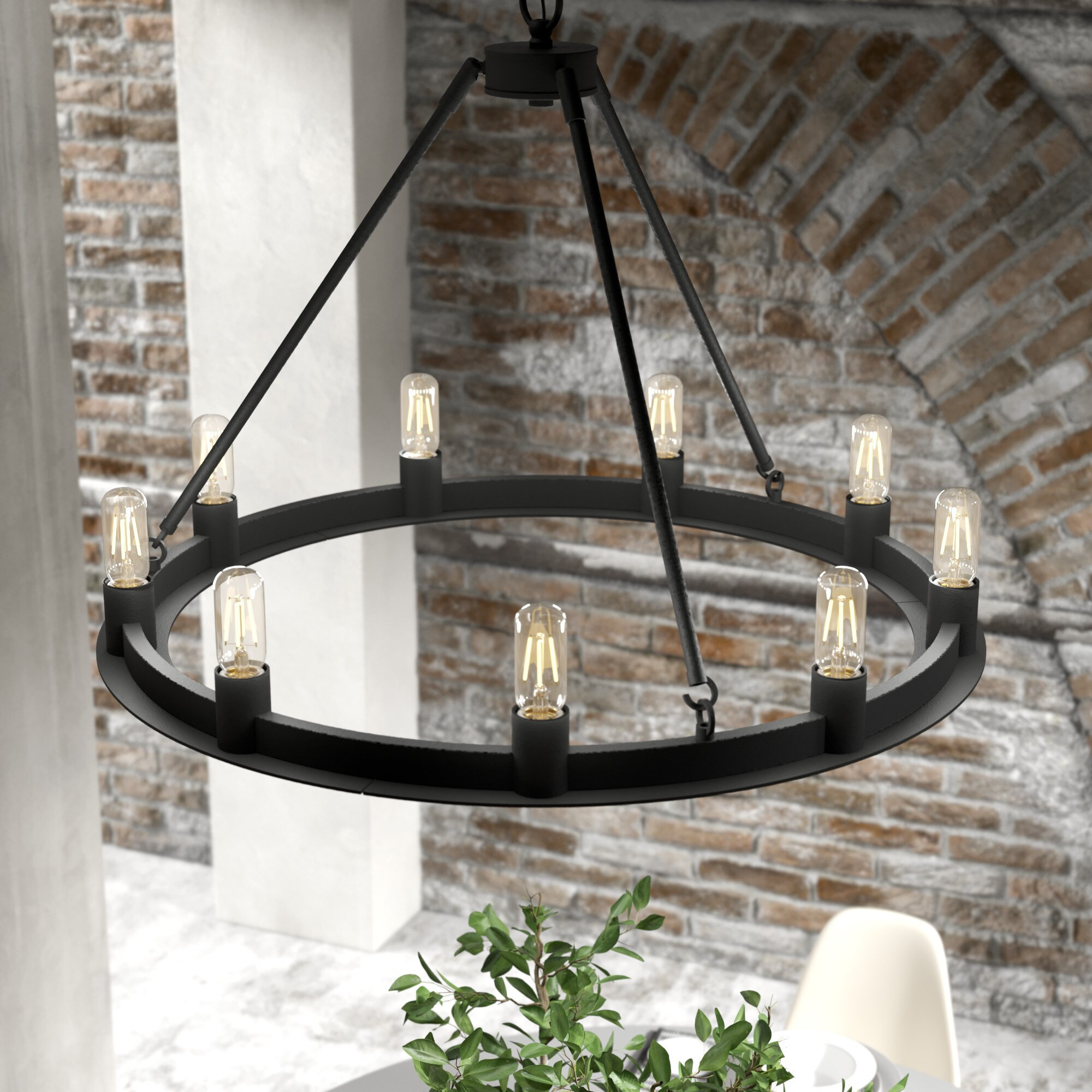 Hunter Saddlewood 9 -Light Matte Black Metal Chandelier one_size | 19030 | Lowe's