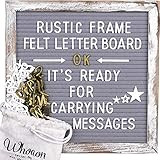 Rustic Graywash Barnwood Frame Light-Gray Felt Letter Board 10x10 inches. Pre-Cut White & Gold Lette | Amazon (US)