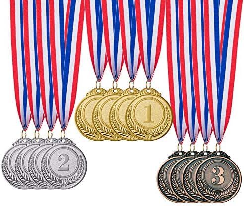 Favide 12 Pieces Gold Silver Bronze Award Medals-Winner Medals Gold Silver Bronze Prizes for Competi | Amazon (US)