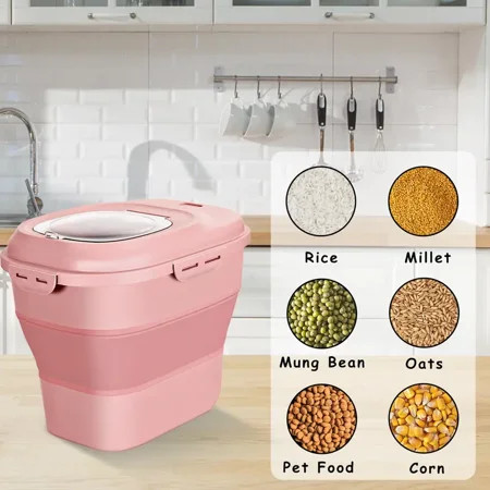 Collapsible Dog Food Storage Container 30 Lb Airtight Pet Cat Bin 50 Lb Cereal Flour Rice Holder | Walmart (US)