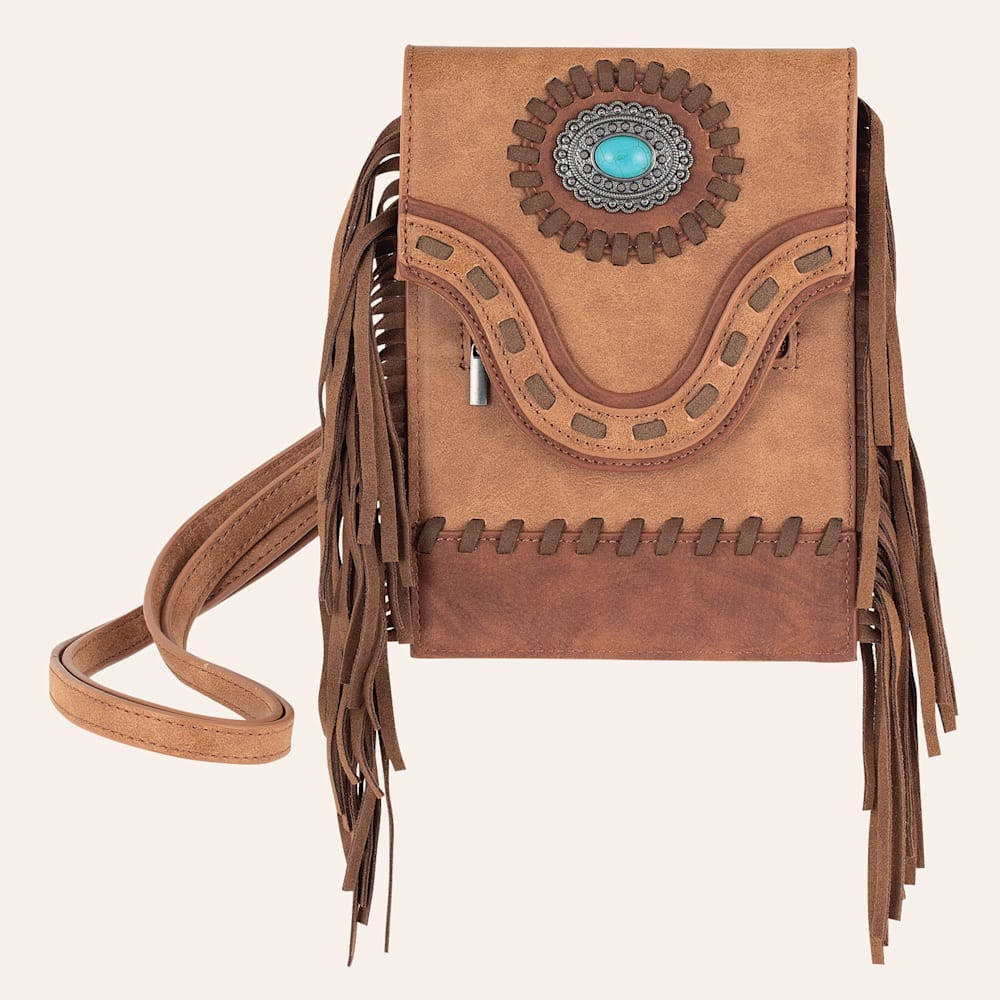 Justin Brown Fringe Crossbody Saddle Pouch | Cavender's
