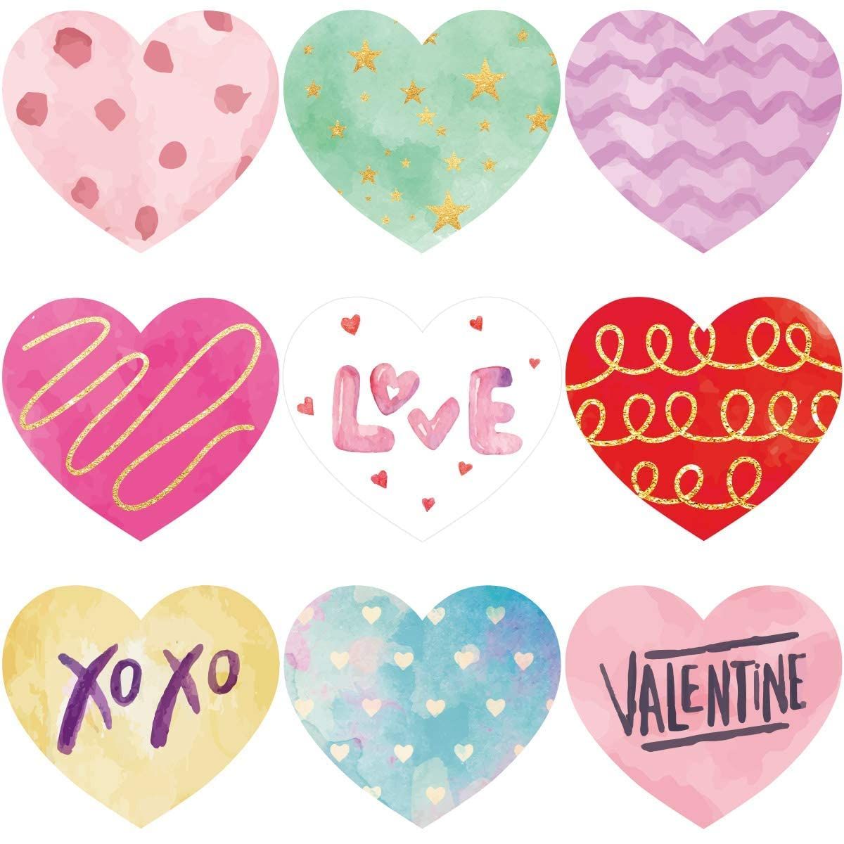 Watercolor Heart Stickers 500PCS Perforated Roll Valentine Sticker for Kids Heart Shape Love Sticker | Amazon (US)