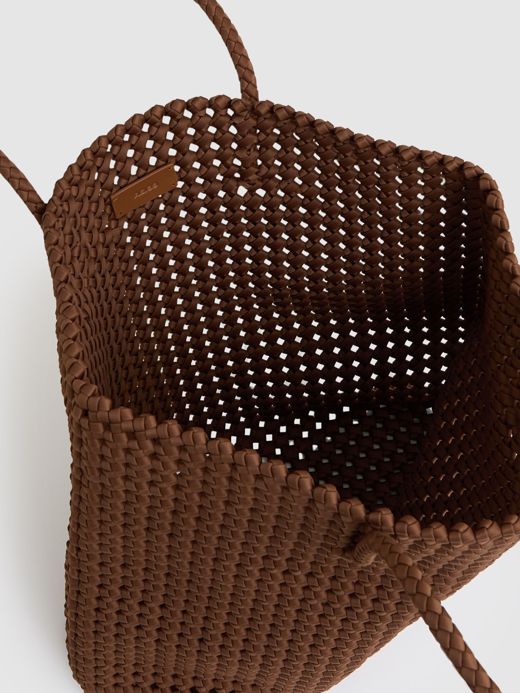 Reiss Woven Neoprene Tote Bag in Tan - REISS | Reiss UK