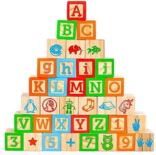 Oaktown Supply Wooden Blocks - 36 Large, Stacking and Building Blocks for Toddlers 1-3 Years Old ... | Amazon (US)