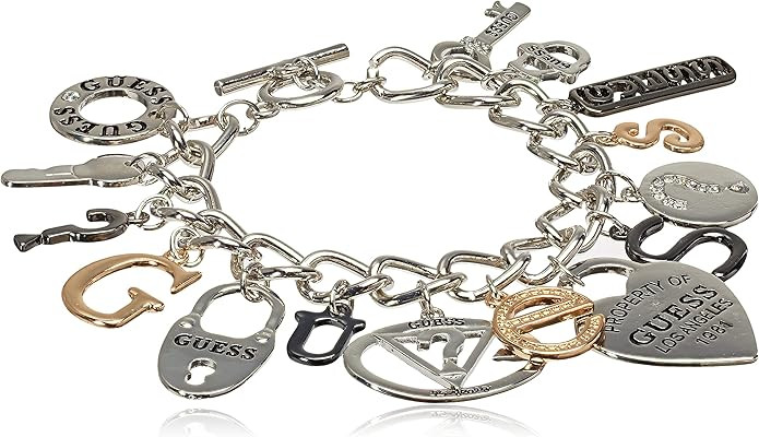 GUESS "Basic Mixed Metal Logo Charm Toggle Charm Bracelet | Amazon (US)