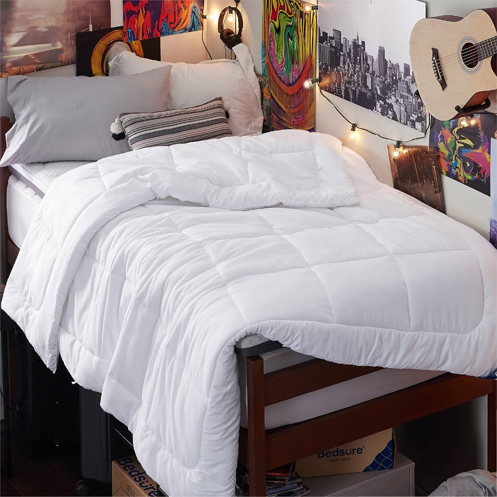 Bedsure Twin XL Comforter Duvet Insert Dorm Bedding - White Extra Long Twin Comforter, Quilted Al... | Amazon (US)