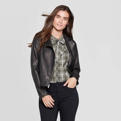 Women's Faux Leather Moto Jacket - Universal Thread™ Black | Target