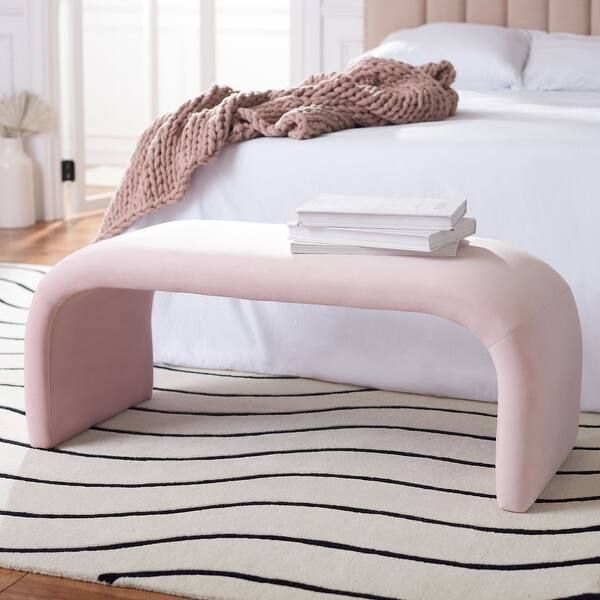 SAFAVIEH Tenko Modern Minimalist Glam Bench - 44.7" W x 18.3" L x 18.5" H - Light Pink | Bed Bath & Beyond