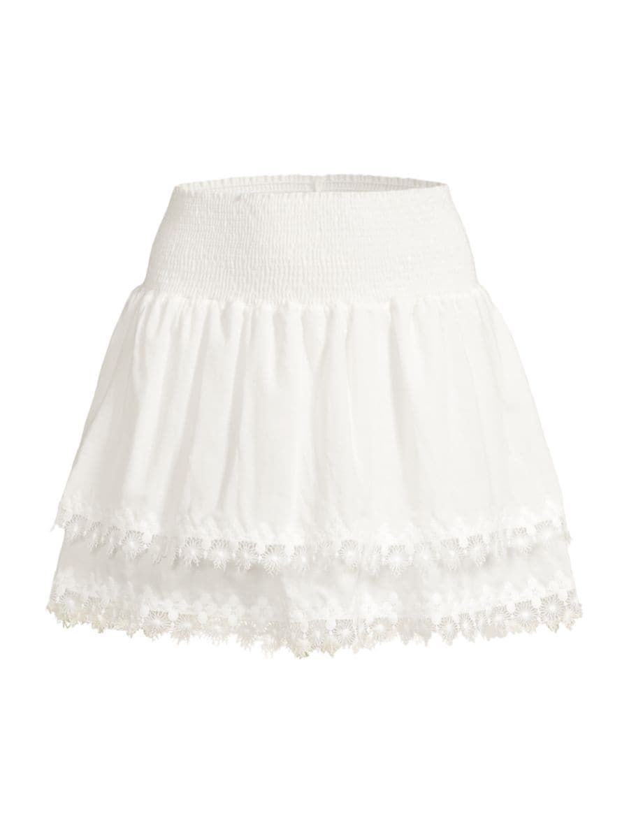 Belle Smocked Tiered Miniskirt | Saks Fifth Avenue