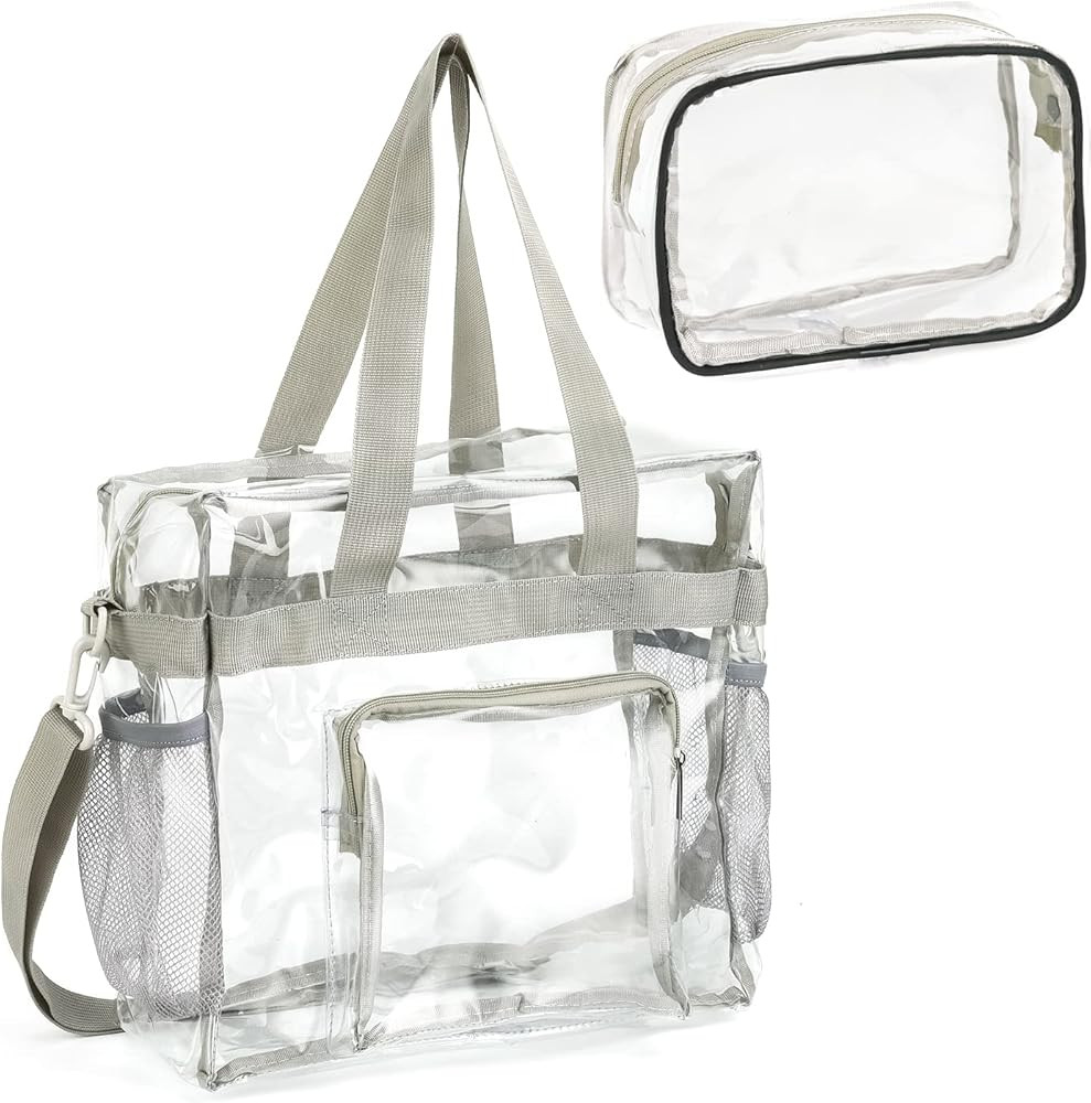 Valleycomfy 2Pcs Clear bags Stadium Approved, Security Travel & Gym Clear Stadium Bags for Work,Spor | Amazon (US)