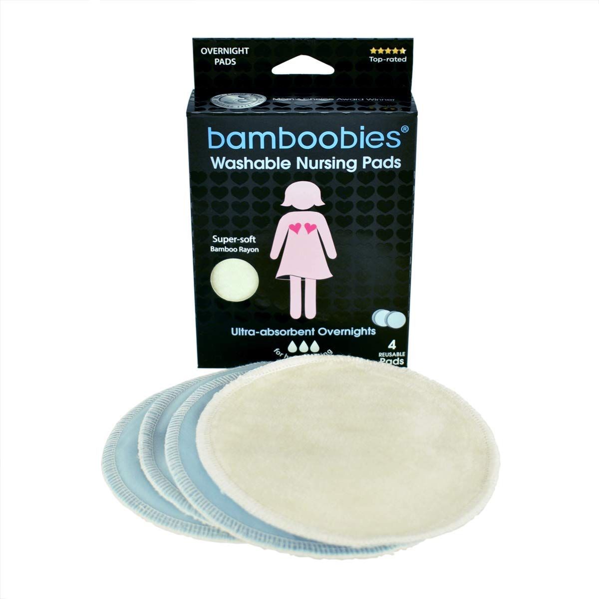 Bamboobies Nursing Pads for Breastfeeding | 2 Overnight Pairs | Reusable & Washable Breast Pads |... | Amazon (US)
