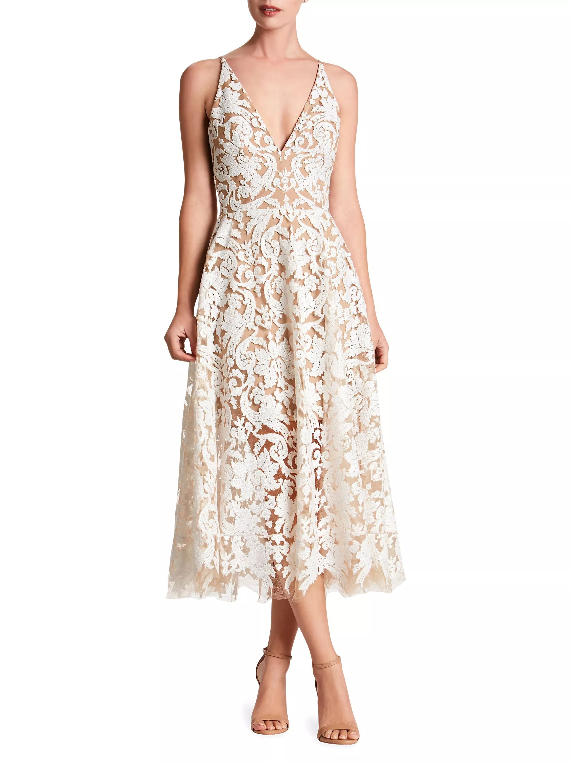 Blair Sleeveless Sequin Lace Midi Dress | Saks Fifth Avenue