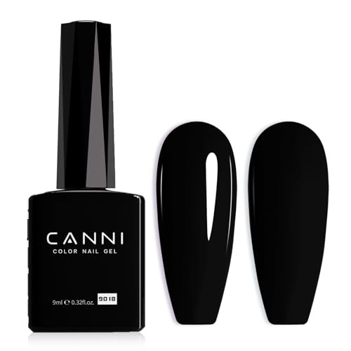 CANNI Black Gel Nail Polish, 1Pcs Black Gel Polish Pure Black Color Nail Polish Gel High Gloss Soak Off U V Gel Nail French Nail Manicure Salon DIY | Amazon (US)