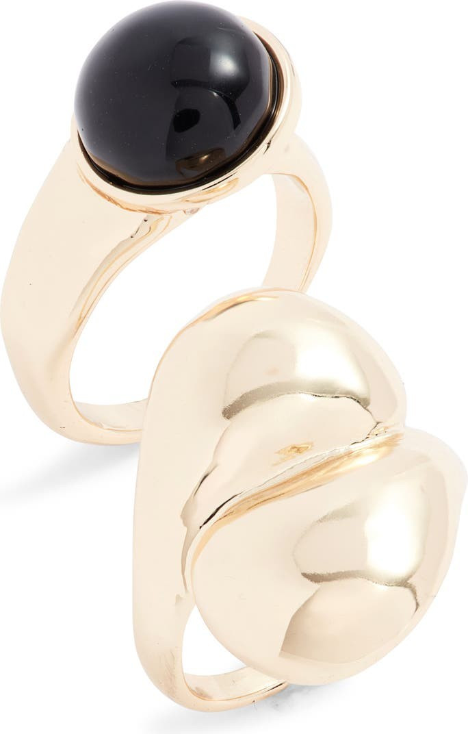 Open Edit Set of 2 Solitaire & Bypass Rings Gold Ring Rings Summer Outfits Fall Outfits 2022 | Nordstrom