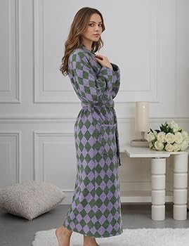 Womens Plush Robes Long Soft Fluffy Bathrobe Bathrobe With Pocket Belt Warm Robes | Amazon (US)