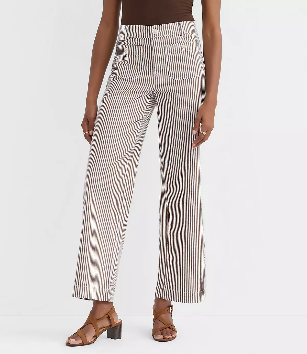Tall Palmer Wide Leg Crop Pants in Stripe | LOFT