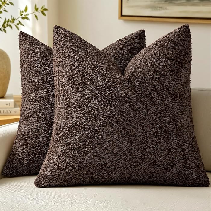 MIULEE 20x20 Decorative Boucle Couch Pillow Covers Cocoa Brown | Amazon (US)