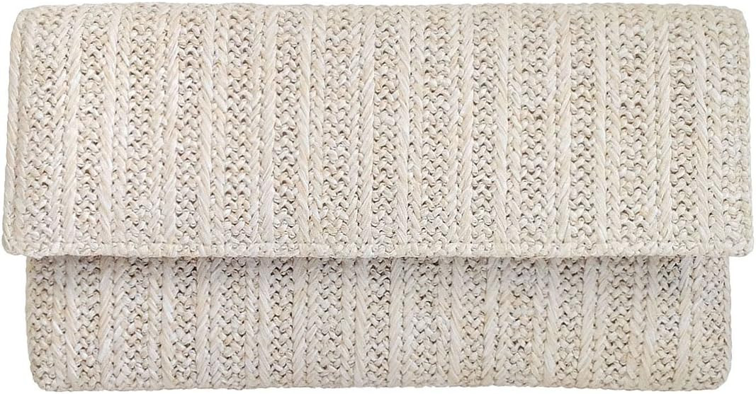 JNB Women's Natural Straw Clutch Purse, Ivory Medium | Amazon (US)