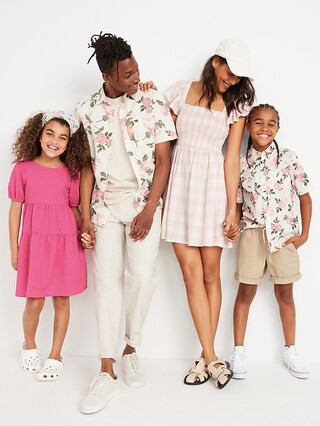 Flutter-Sleeve Floral Smocked Midi Swing Dress for Women | Old Navy (US)