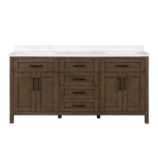 OVE Decors Tahoe 72 in. W Bath Vanity in Almond Latte with Cultured Marble Vanity Top in White wi... | The Home Depot
