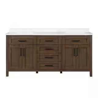 OVE Decors Tahoe 72 in. W Bath Vanity in Almond Latte with Cultured Marble Vanity Top in White wi... | The Home Depot