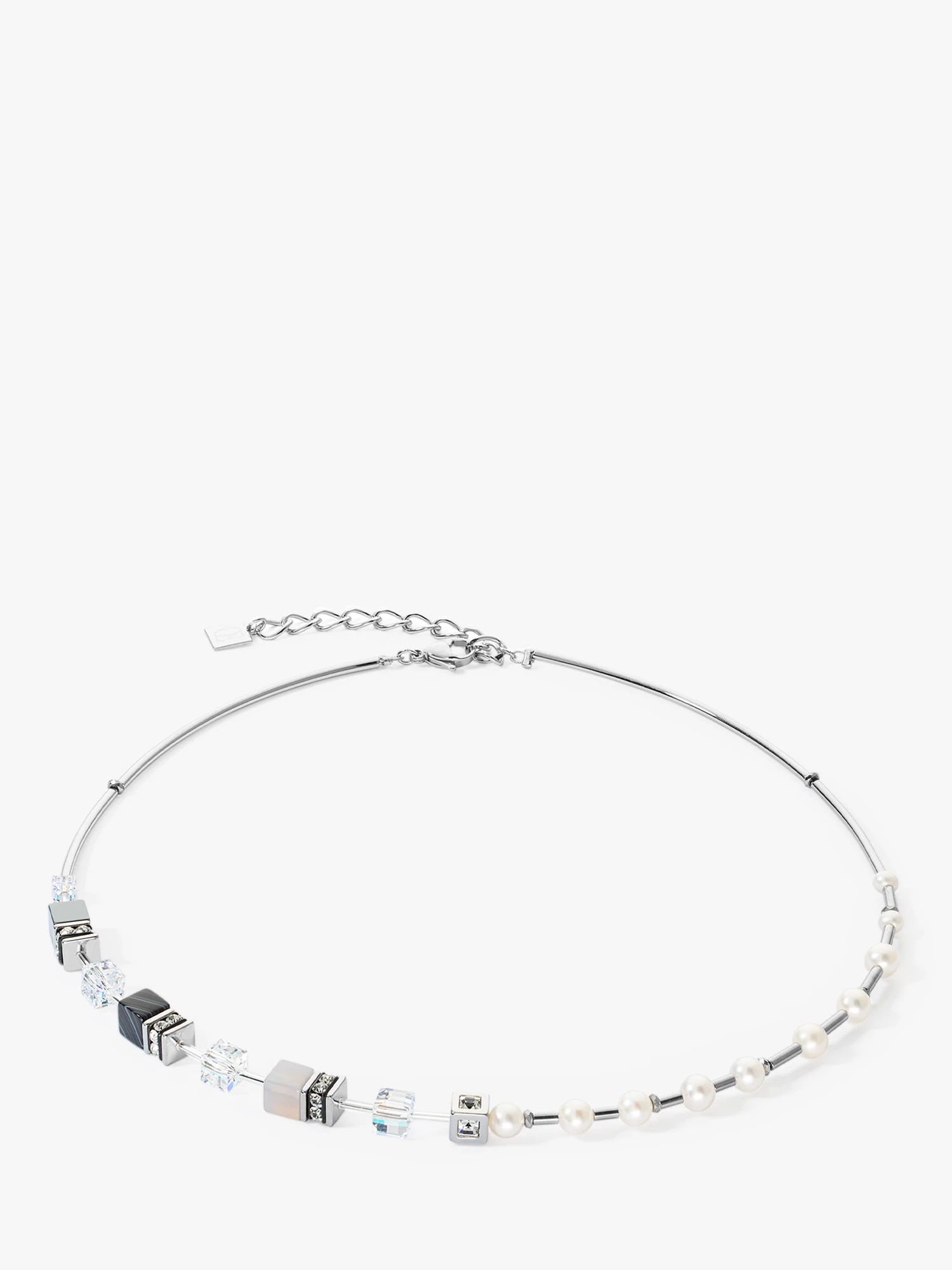 COEUR DE LION Multi Stone and Freshwater Pearl Collar Necklace, Silver/Multi | John Lewis (UK)