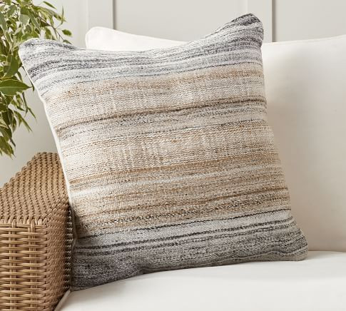 Leandra Striped Reversible Indoor/Outdoor Pillow | Pottery Barn (US)