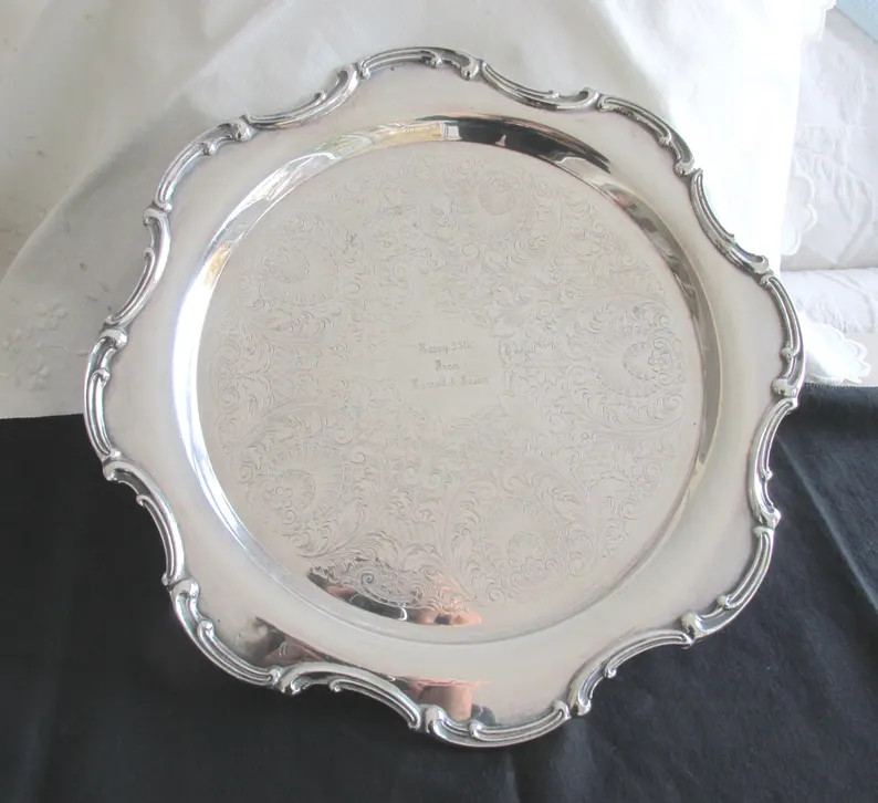 Silver Plate Tray with Inscription - Vintage - Free Shipping | Etsy (US)