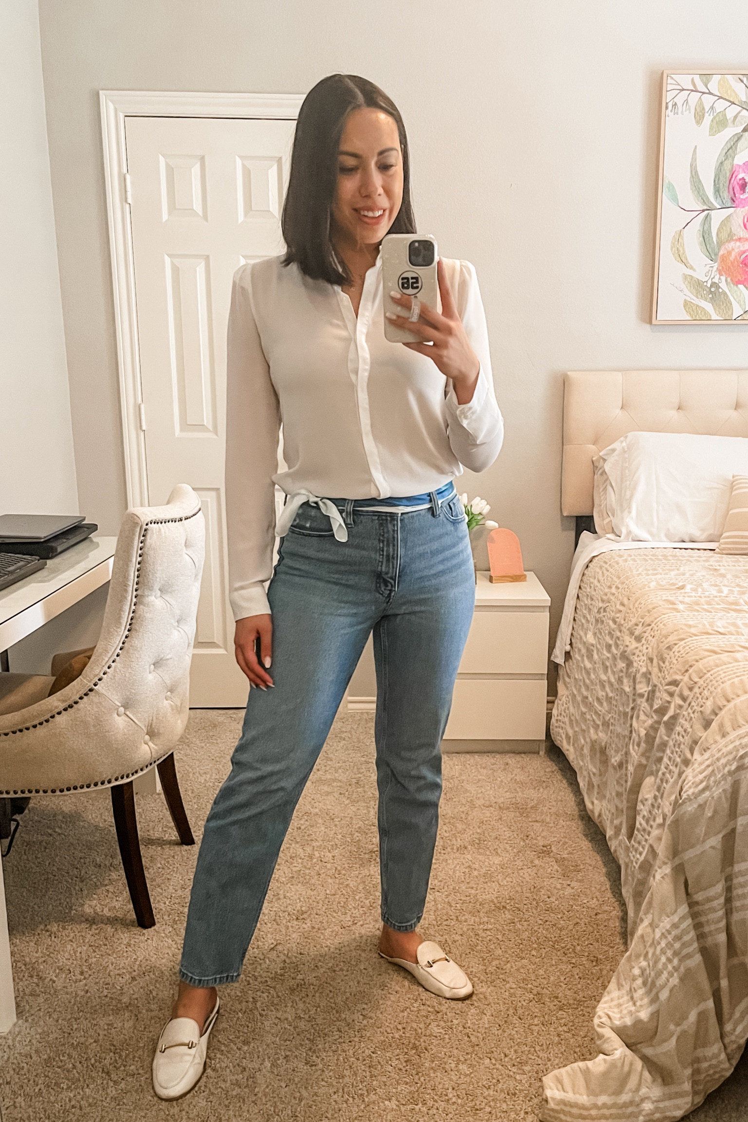 Spring Outfit // Silk Scarf // Straight Jeans 

#LTKfindsunder50 #LTKSeasonal #LTKstyletip