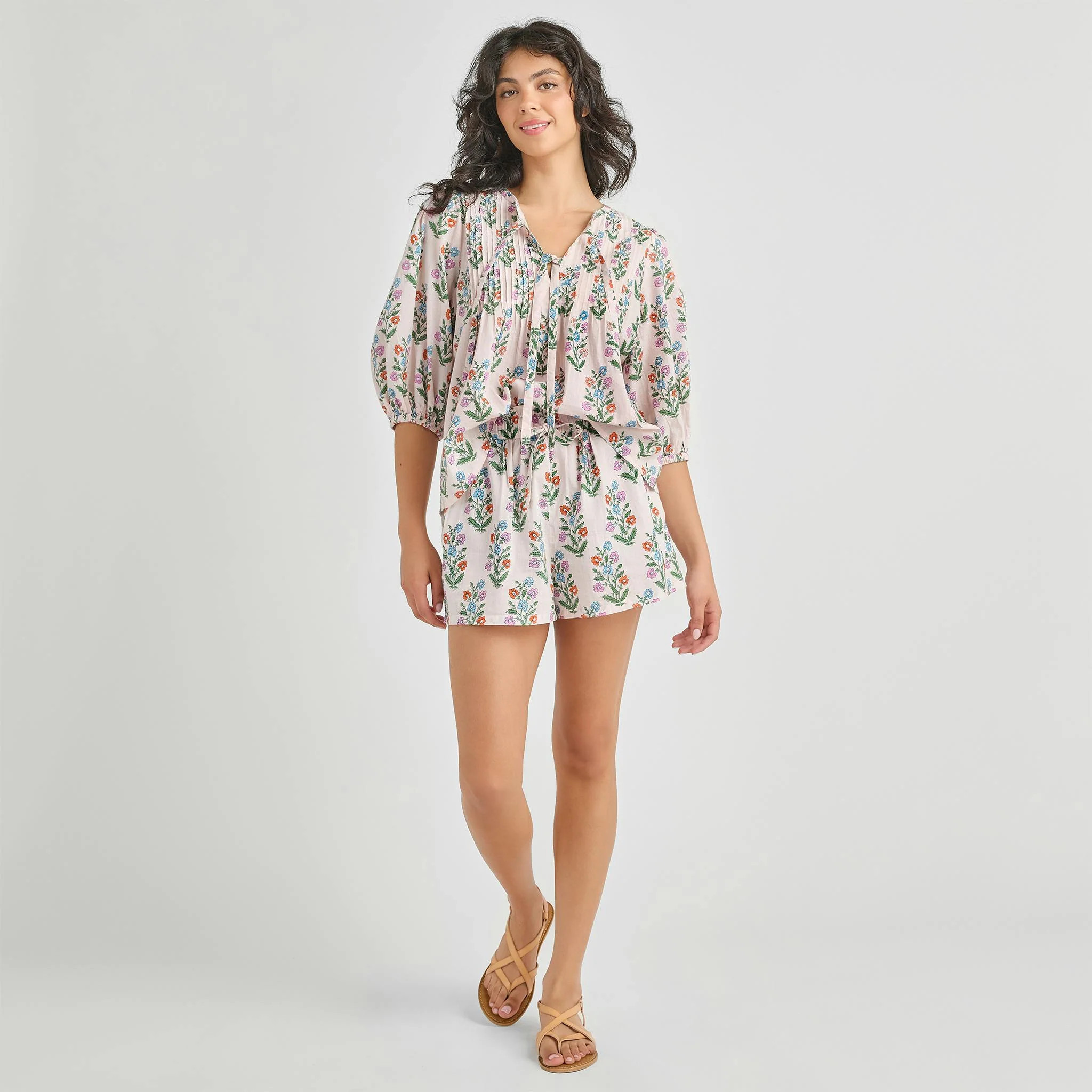 Womens Theodore Short - Pink Dewdrop Block Print | Maisonette