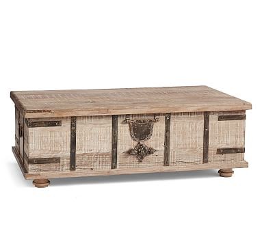 Kaplan Global Trunk Coffee Table, Reclaimed Whitewash, Large | Pottery Barn (US)