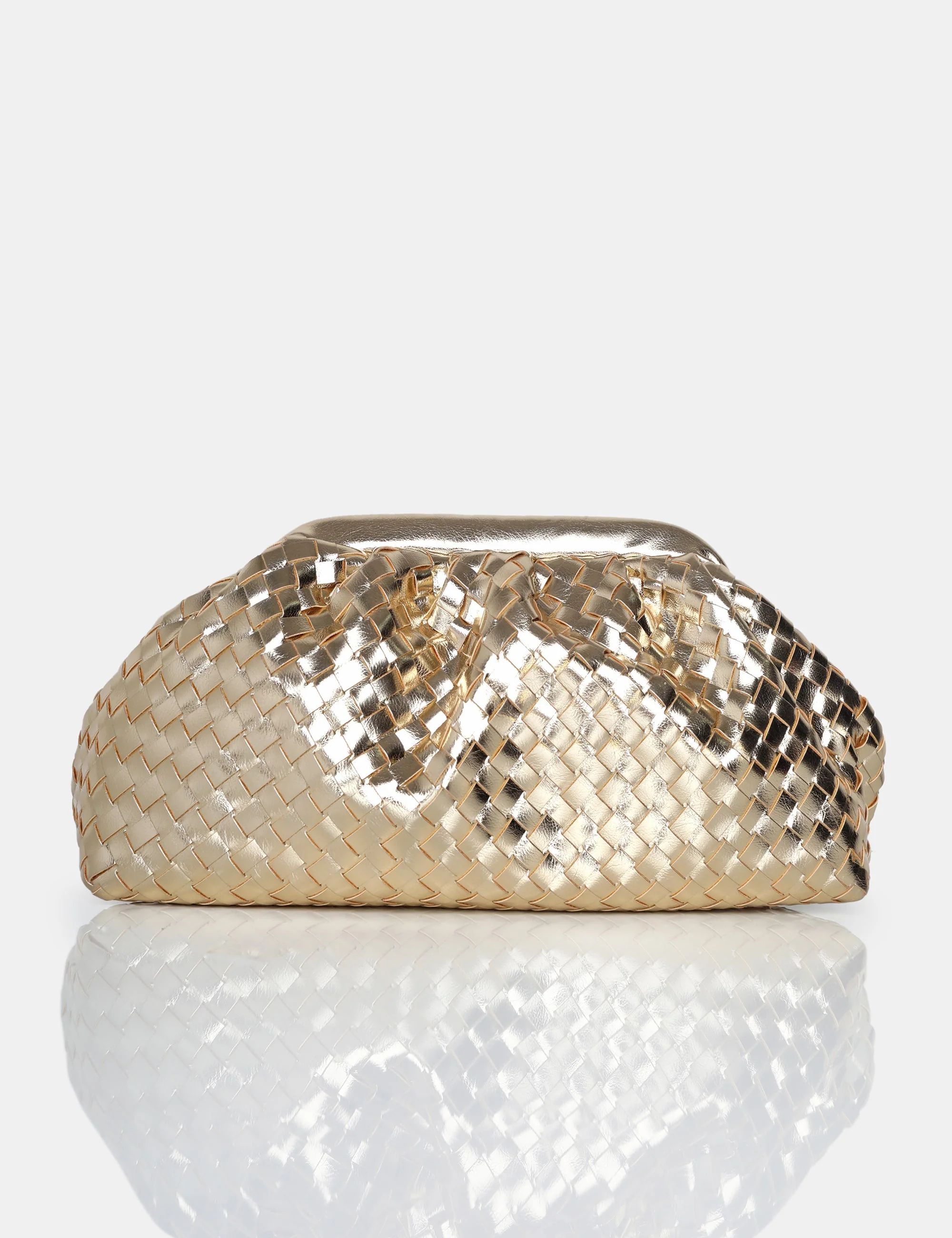 The Project Metallic Gold Weave Clutch Bag | Public Desire (US & CA)