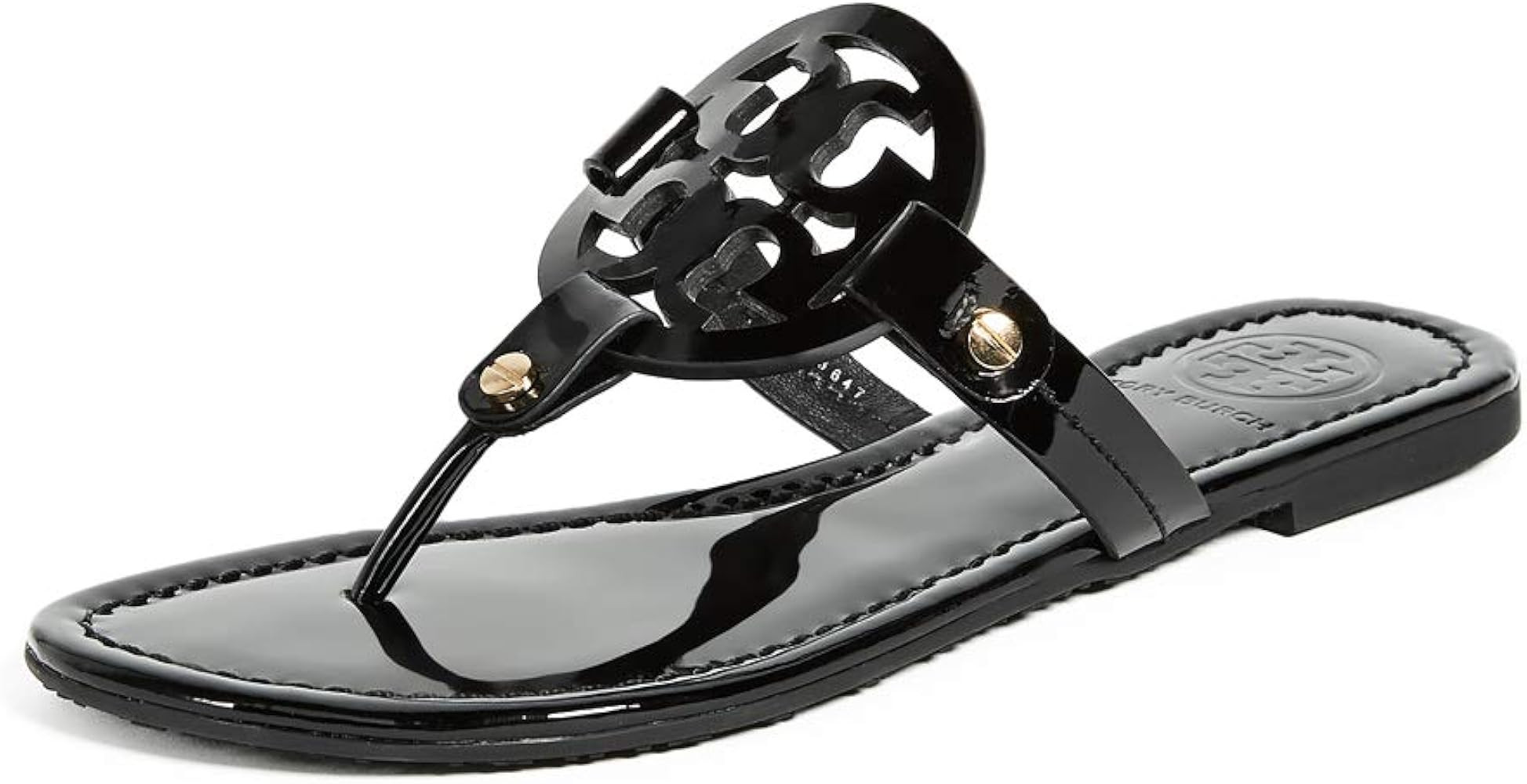 Amazon.com | Tory Burch Women's Miller Patent Thong Sandal, Perfect Black Patent, 9 Medium US | F... | Amazon (US)