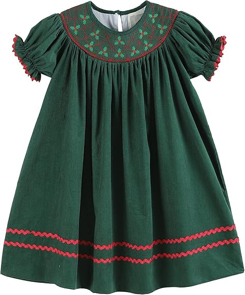 Lil cactus Baby and Girls Christmas Smocked Bishop Dress      
 Cotton  

 Christmas | Amazon (US)